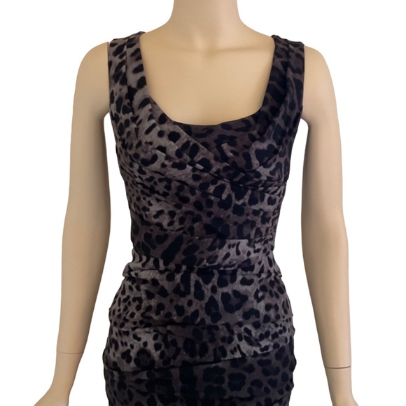 Dolce and Gabbana gray leopard sheath dress 40 - Picture 2 of 5